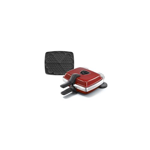 LAGRANGE Gaufrier Super 2 Antiadhésif - 1000W - 1 jeux de plaques : Gaufres coeur - Rouge