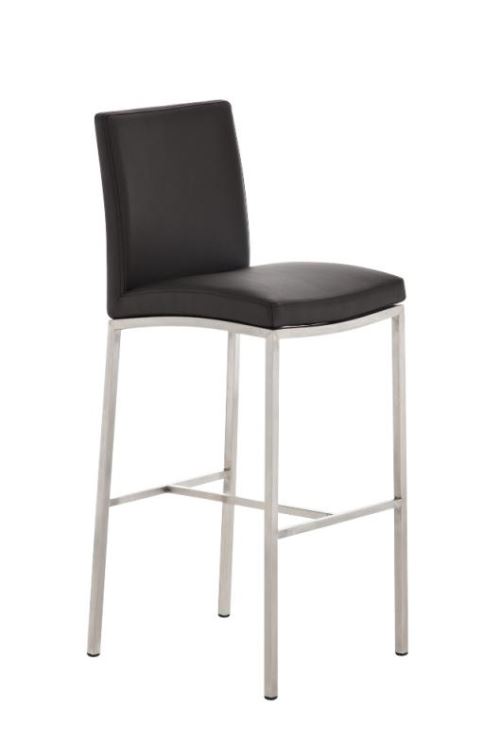 Tabouret de bar Freeport en Similicuir - Chaise haute avec Repose-pieds - Piètement Métal - Couleur Marron