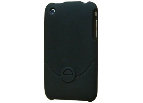 Coque rigide toucher gomme en deux parties noire + film protecteur d'écran compatible iPhone 3G & 3Gs