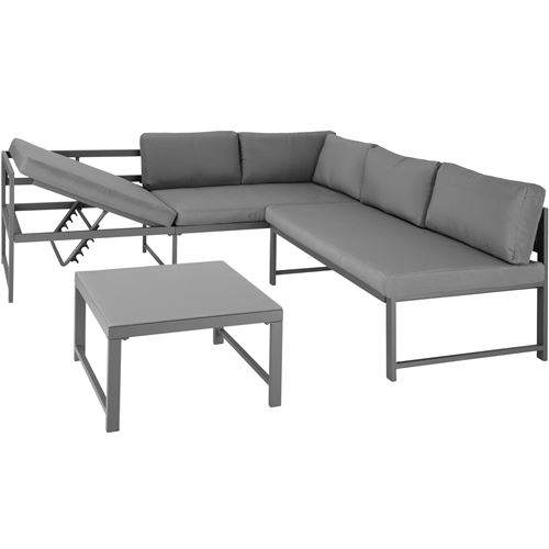 TecTake Canapé de jardin FARO 5 places, variante 1 - plateau de verre