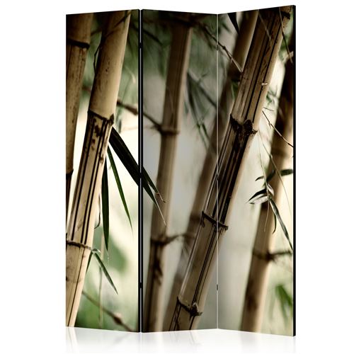 Paravent 3 volets panneaux cloison séparateur de pièce pliable recto verso Forêt de brouillard et de bambous 135x172 cm PAR110353