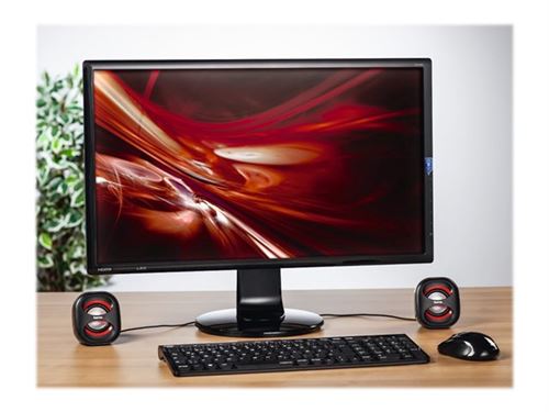 Hama Sonic Mobil 183 - Luidsprekers - voor PC - 3 Watt (Totaal) - zwart, rood