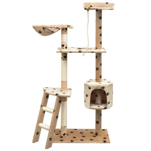 Arbre &agrave; chat et griffoir Sisal 150 cm Empreintes de pattes Beige
