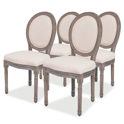 Vidaxl Crème Chaises À Manger Lot De 4 Tissu