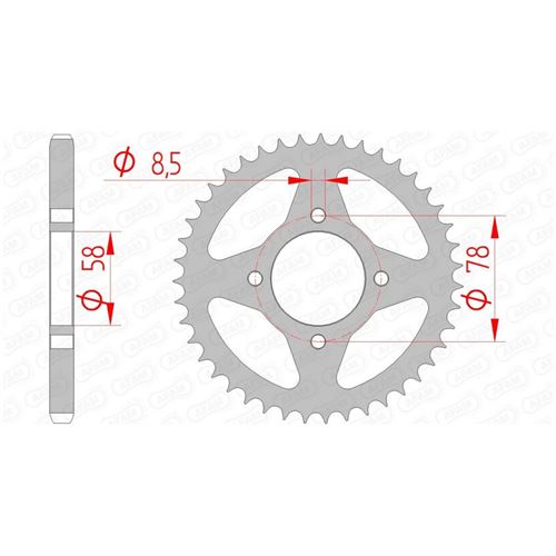 Couronne AFAM 42 dents acier standard pas 428 type 14201