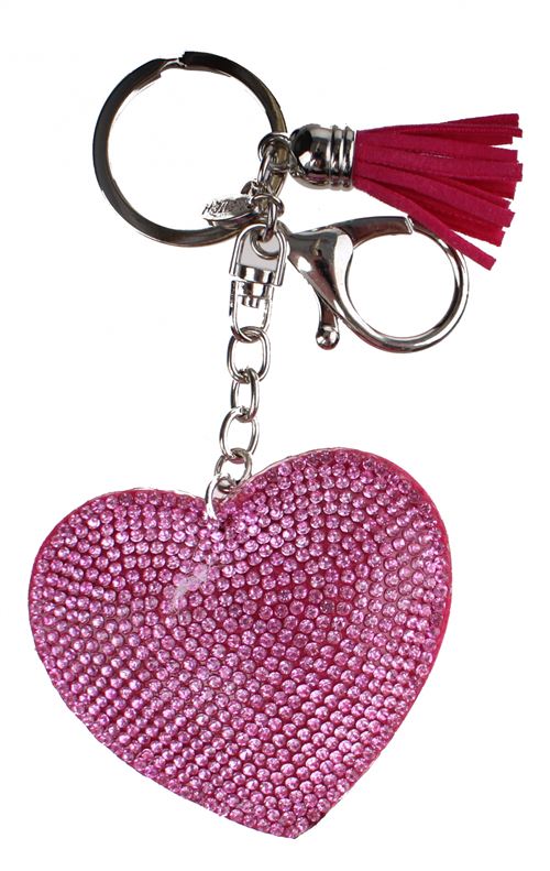 Create It! porte-clés coeur avec strass 5 cm rose