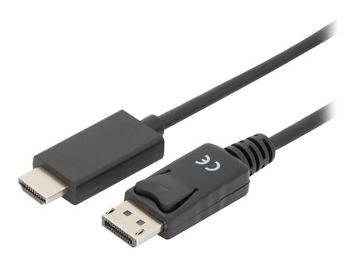 ASSMANN - Câble adaptateur - DisplayPort mâle verrouillage pour HDMI mâle - 3 m - triple blindage - noir - moulé, support 4K, bouton-pression