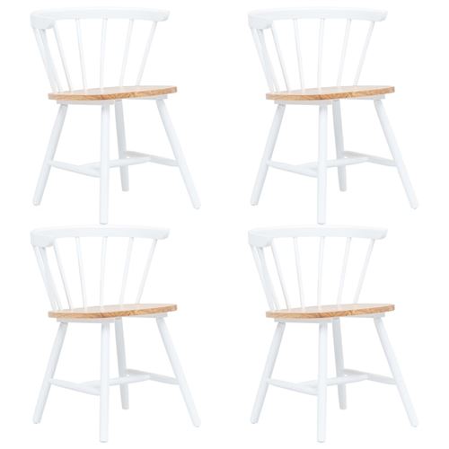 vidaXL 4 pcs Chaises à dîner Blanc et marron Bois d'hévéa massif