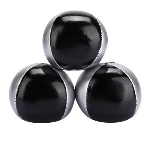 Balles de Jonglage PU Cuir Intérieur Loisirs Performance 3Pcs - Argent Noir