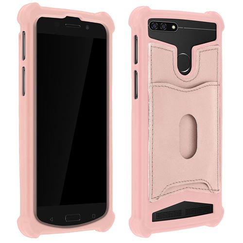 Coque smartphone 5,3 à 5,5 Coque Universelle Silicone Porte-carte - Rose gold