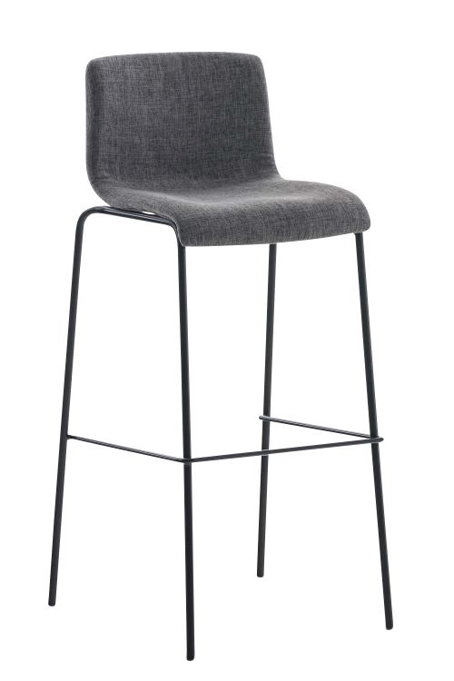 Tabouret de bar hoover assise en tissu - 4 pieds en m&eacute;tal , gris clair/noir