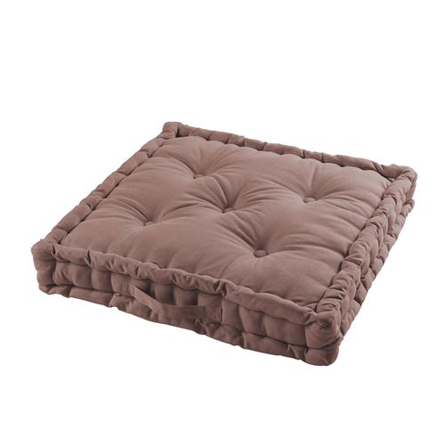 Coussin de sol 60 x 60 x 10 cm coton uni panama Noisette