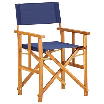 vidaXL Chaise de metteur en scène bois massif d'acacia bleu - 1
