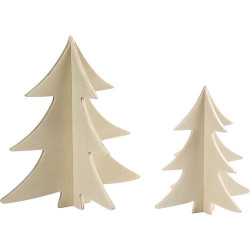 Creotime arbres de Noël en bois 13 - 18 cm clair 2 parties