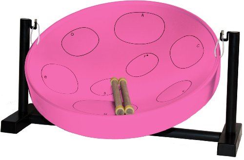 Panyard W1086 Jumbie Jam Steel Drum Pan Ready to Play Kit, Pan in G-Major with Table Top Stand, Made in USA, Authentic, 16, Pink