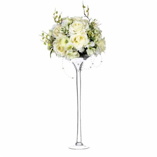 Composition Florale 64cm Rose Blanc