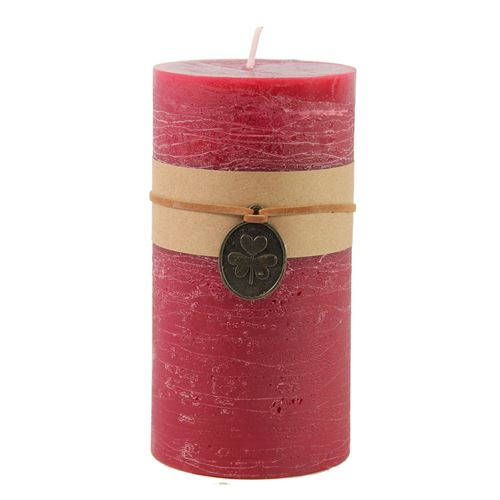 Pilier bougie pilier rustique avec pendentif rouge foncé L