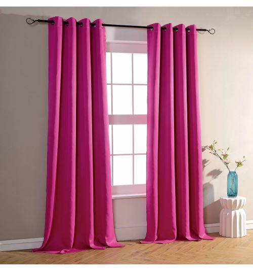 Lot de 2 rideaux occultant fushia 140 x 260 cm