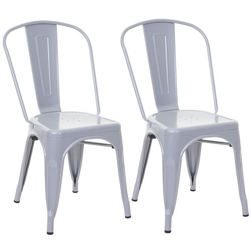 2x chaise de bistro MENDLER HWC-A73, chaise empilable, métal, design industriel gris
