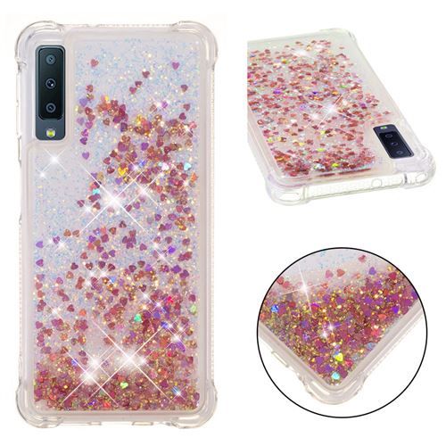 Coque en TPU Gel antichoc pailleté à base de sables mouvants scintillants or rose pour votre Samsung Galaxy A7 (2018) A750