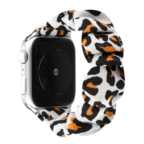 Bracelet de montre en tissu élastique pour Apple Watch Series 6/ SE/ 5/ 4 44mm - Blanc&Brun