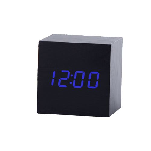 Nouveau Led Numérique en Bois Moderne en Bois Bureau Réveil Thermomètre Calendrier Minuterie Noir PL200