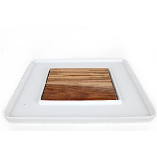 Plat avec plateau central - 33 x 33 cm - Blanc