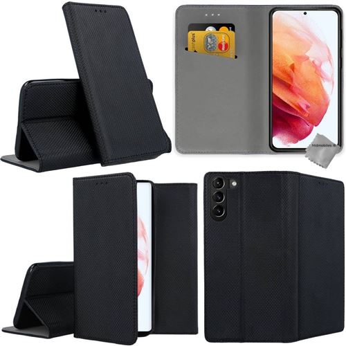 Housse portefeuille avec coque intérieure en silicone pour Samsung Galaxy S21 5G - NOIR MAGNET -htdmobiles