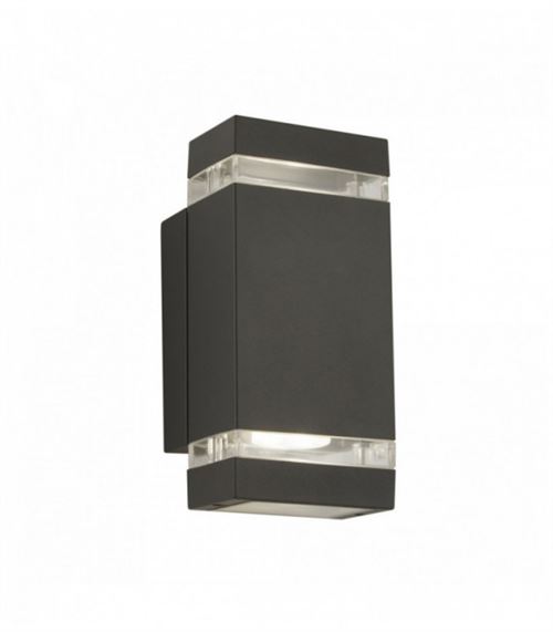 Applique extérieur à led, support mural haut-bas diffuseur transparent gris