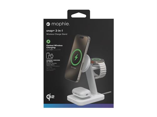 mophie snap+ 3-in-1 - Support de chargement sans fil - 15 Watt - Europe