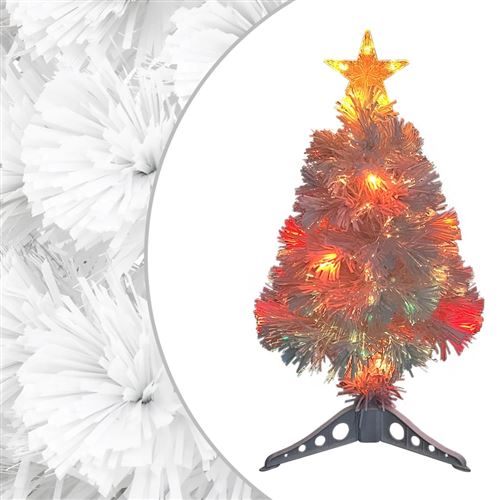 vidaXL Sapin de Noël artificiel avec LED Blanc 64 cm Fibre optique