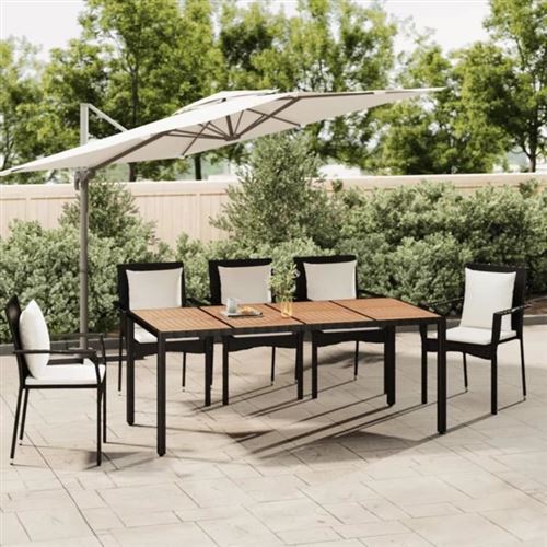 vidaXL - Table de jardin - Bois massif - Noir - Image 2