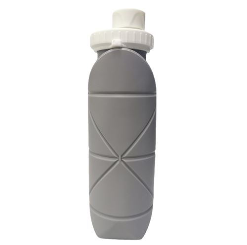 Tasse à Eau Pliante Portable en Silicone Pliable 600ML Gris