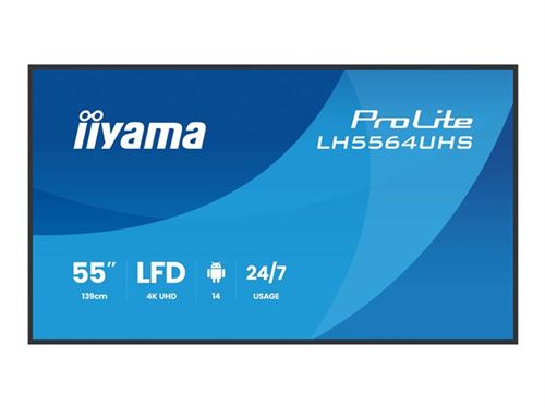 Non Communiqué Cadre Noir Avec Finition Mate Iiyama Prolite Lh5564uhs-B1ag - Classe De Diagonale 55" (54.6" Visualisable) Écran Lcd Rétro-Éclairé Par Led - Signalisation Numérique - Avec Lecteur Multimédia Soc Intégré - 4K Uhd (2160P) 3840 X 2160