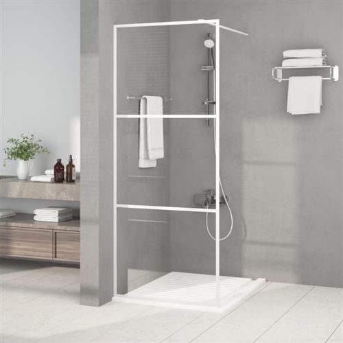 vidaXL Duschwand für Begehbare Dusche Weiß 80x195 cm ESG-Klarglas