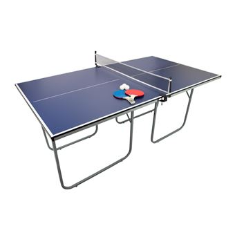 Table de ping pong d'intérieur médium bleue avec 2 raquettes et 3 balles - Sport