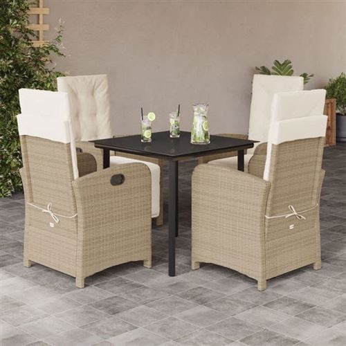 vidaXL - Salon de jardin - Ensemble table et chaises à dossier réglable - 5 pièces - Image 3