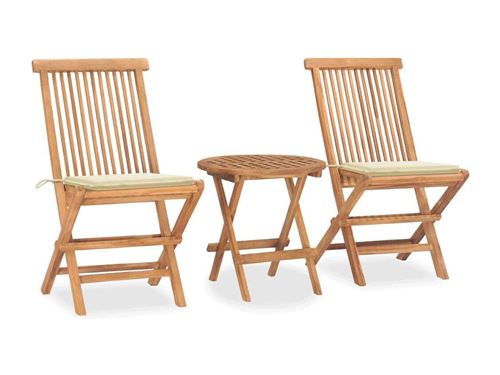 Non Communiqué Bois Salon De Jardin Vidaxl Beige 3 Pieces 2 Personnes