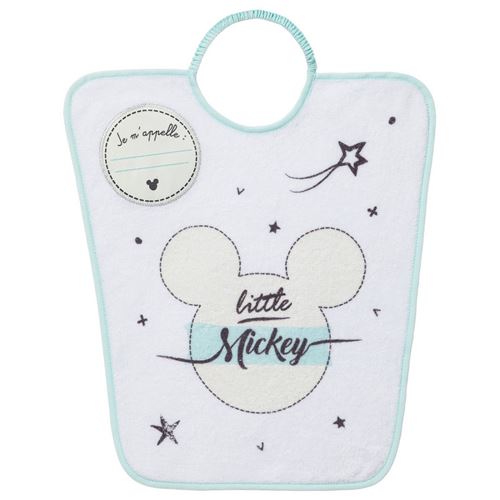 disney bavoir maternelle mickey little - impression je m'appelle - 35 x 38 cm - elastique, éponge