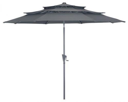 PROLOISIRS Parasol droit en aluminium 3 strates inclinable manivelle 300/6 cm - grey/gris