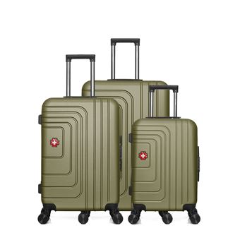 Set 3 Valises Rigides Pierre Cardin Alpha - Cabine 35L, Moyenne, Grande - 8 Roues, Extensibles, Cadenas - Sapin