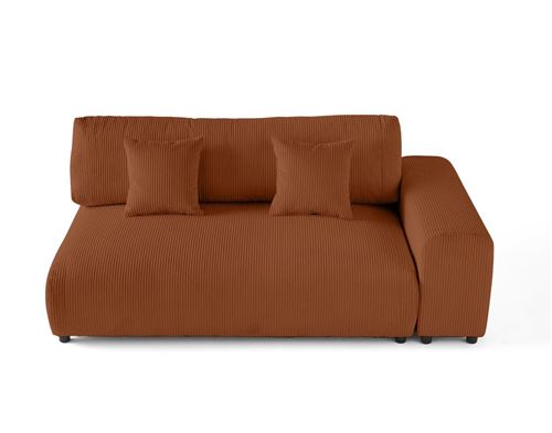 Non Communiqué Terracotta Garance - Module D'assise 3 Places Avec Accoudoir Droit - En Velours Côtelé