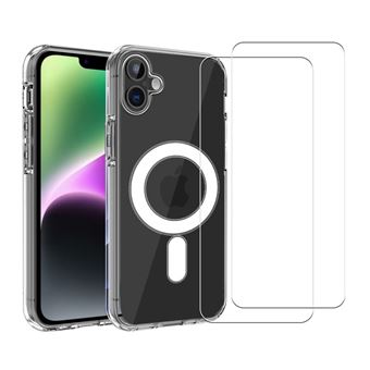 Coque Anti-choc compatible Magsafe pour Iphone 16 Plus transparente + 2 vitres - Evetane® - 1