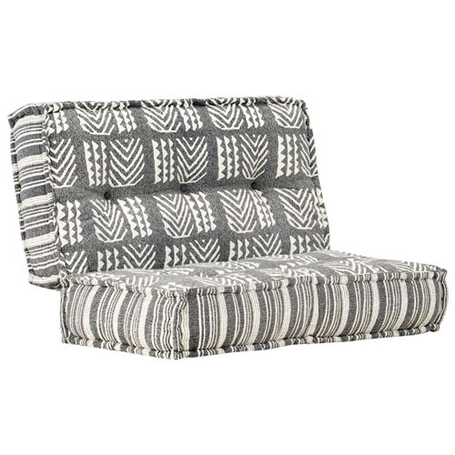 vidaXL Pouf 100x100x20 cm Gris rayé Tissu