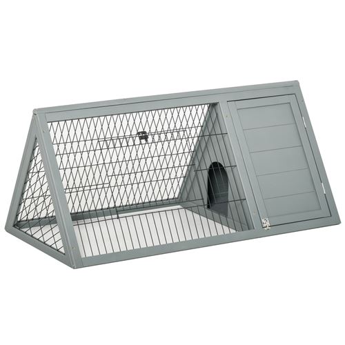 Clapier triangulaire de sol m&eacute;tal bois sapin gris