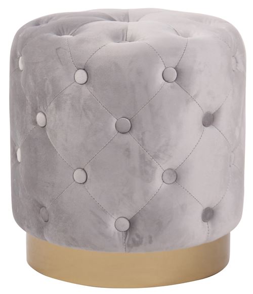 Tabouret bas Repose-pieds Naila dans le style Chesterfield , Gris/Velours