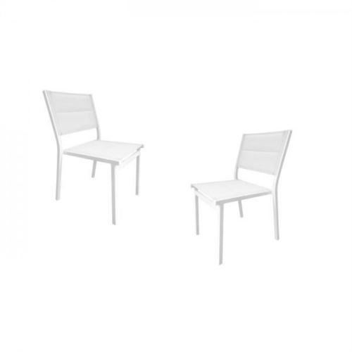 Lot de 2 chaises de jardin en aluminium et te tilene 54 48 84 cm Blanc