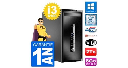 PC Tour HP Prodesk 400 G3 Mt Intel I3-6100 Ram 8Go Disque 2To Windows 10 WiFi