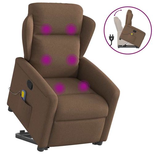 vidaXL Fauteuil de massage, relaxation tissu marron