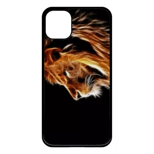 Coque My-Kase pour iPhone 11 - tete de lion aerographe - Plastique Noir